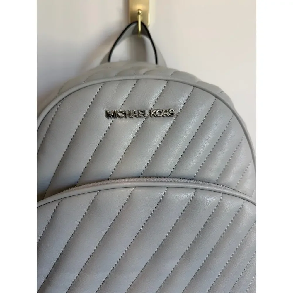 Michael Kors Abbey Medium Quilted Leather Backpack Grey